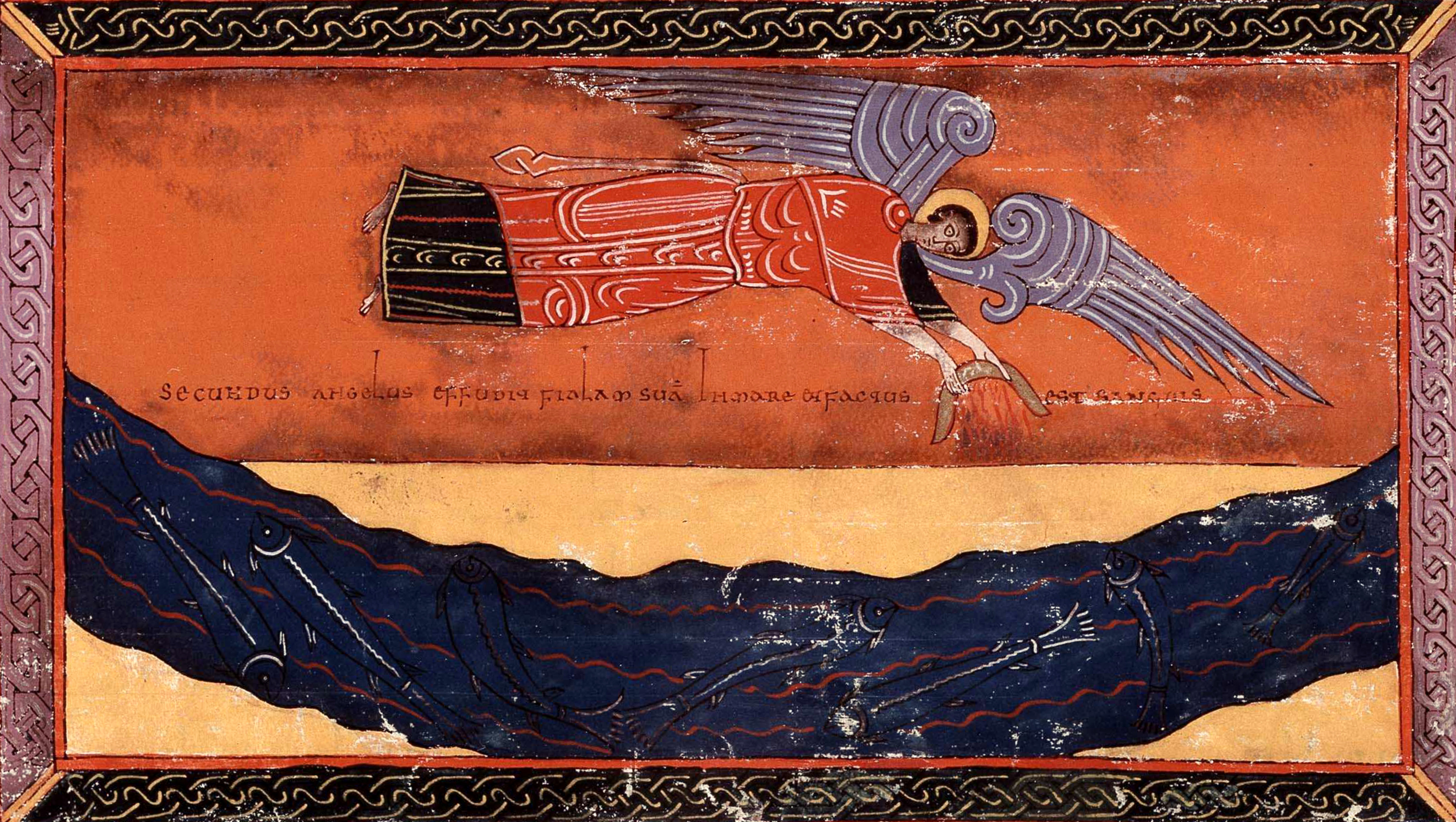 Beatus de Facundus, p. 432 – La deuxième coupe répandue dans la mer, le fléau du sang (Ap 16, 3.5-7).