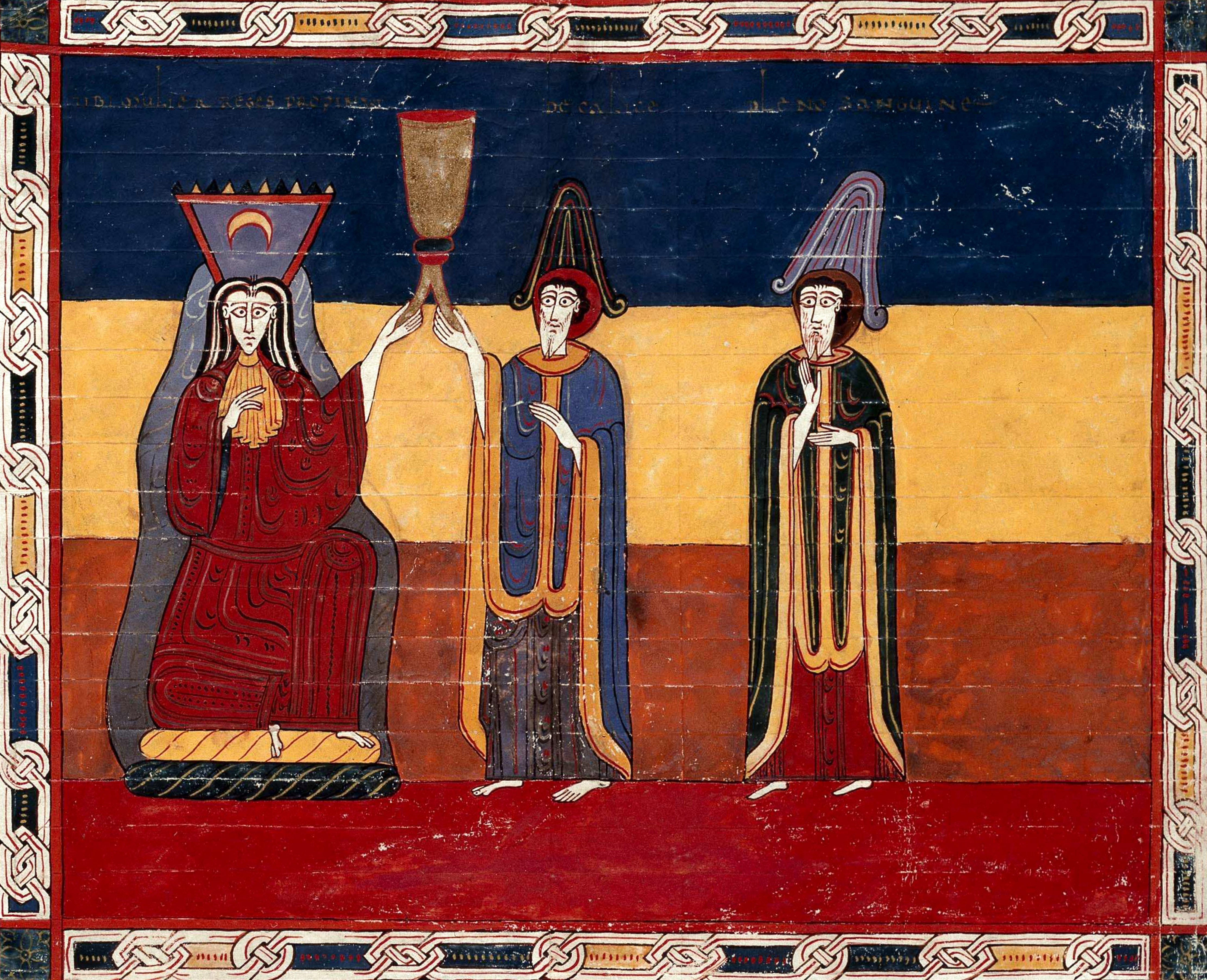 Beatus de Facundus, p. 449 – La grande prostituée se saoule avec les rois de la terre (Ap 17, 1-2).