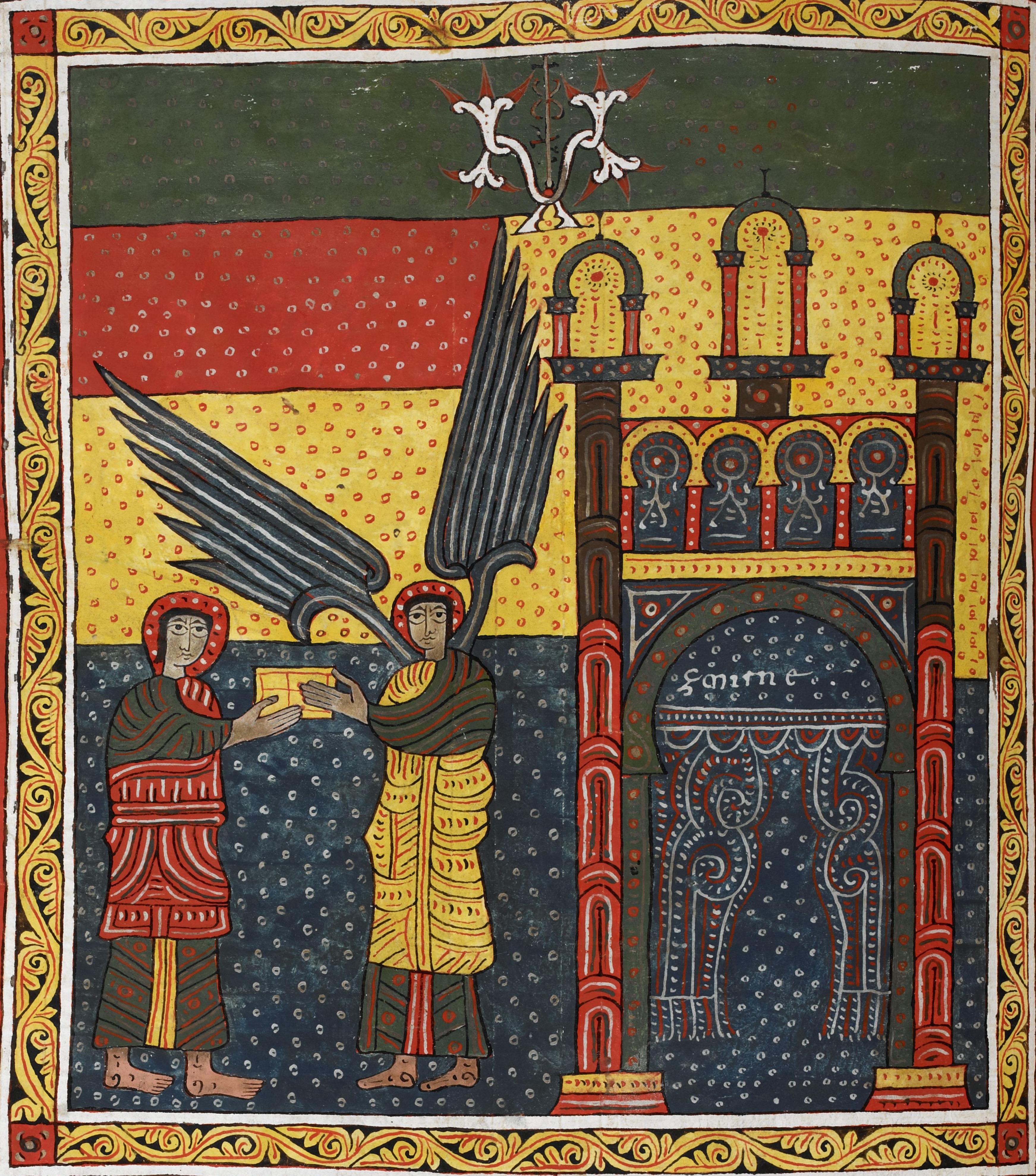 Beatus de Silos, folio 54v a – Lettre à l’ange de l’église de Smyrne (Ap 2, 8-11).