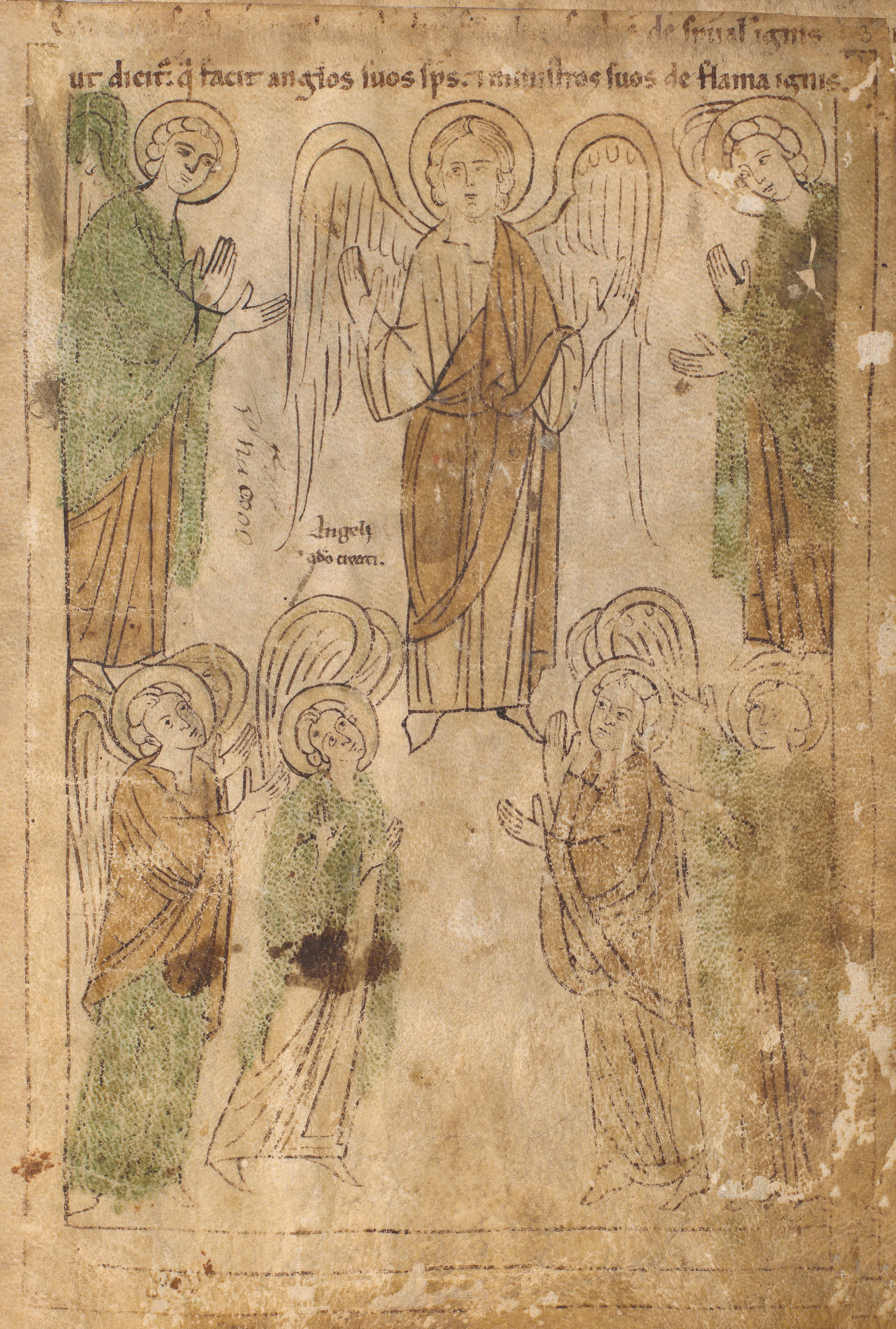 Seconde Bible de Pampelune, folio 3r – La création des anges (Gn 1, 3).