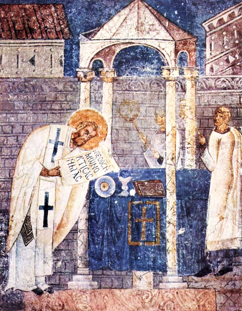 Saint Basile le Grand (ou Basile de Césarée) – Fresque, Ohrid, Macédoine.