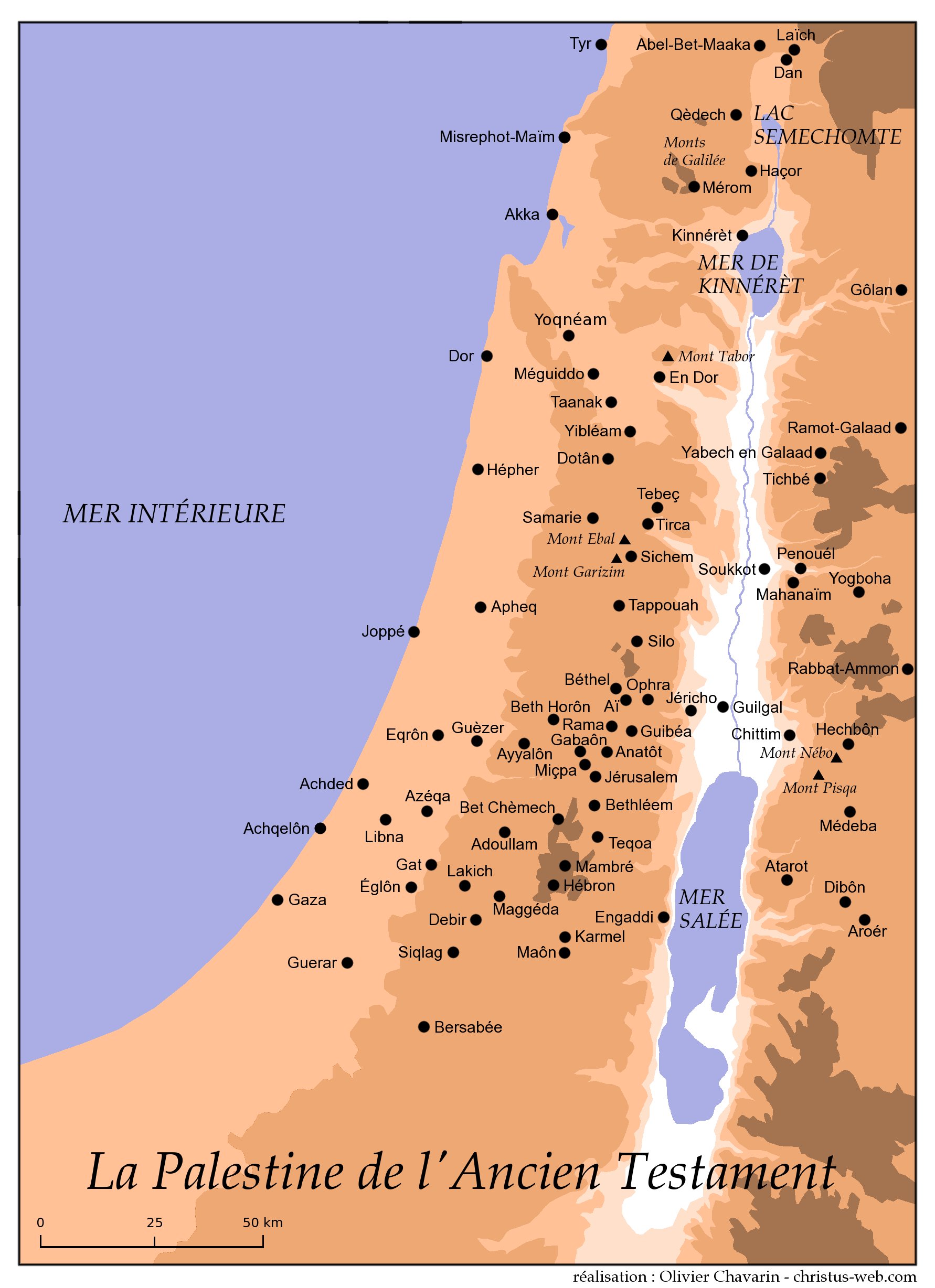 Carte de la Palestine de l’Ancien Testament.