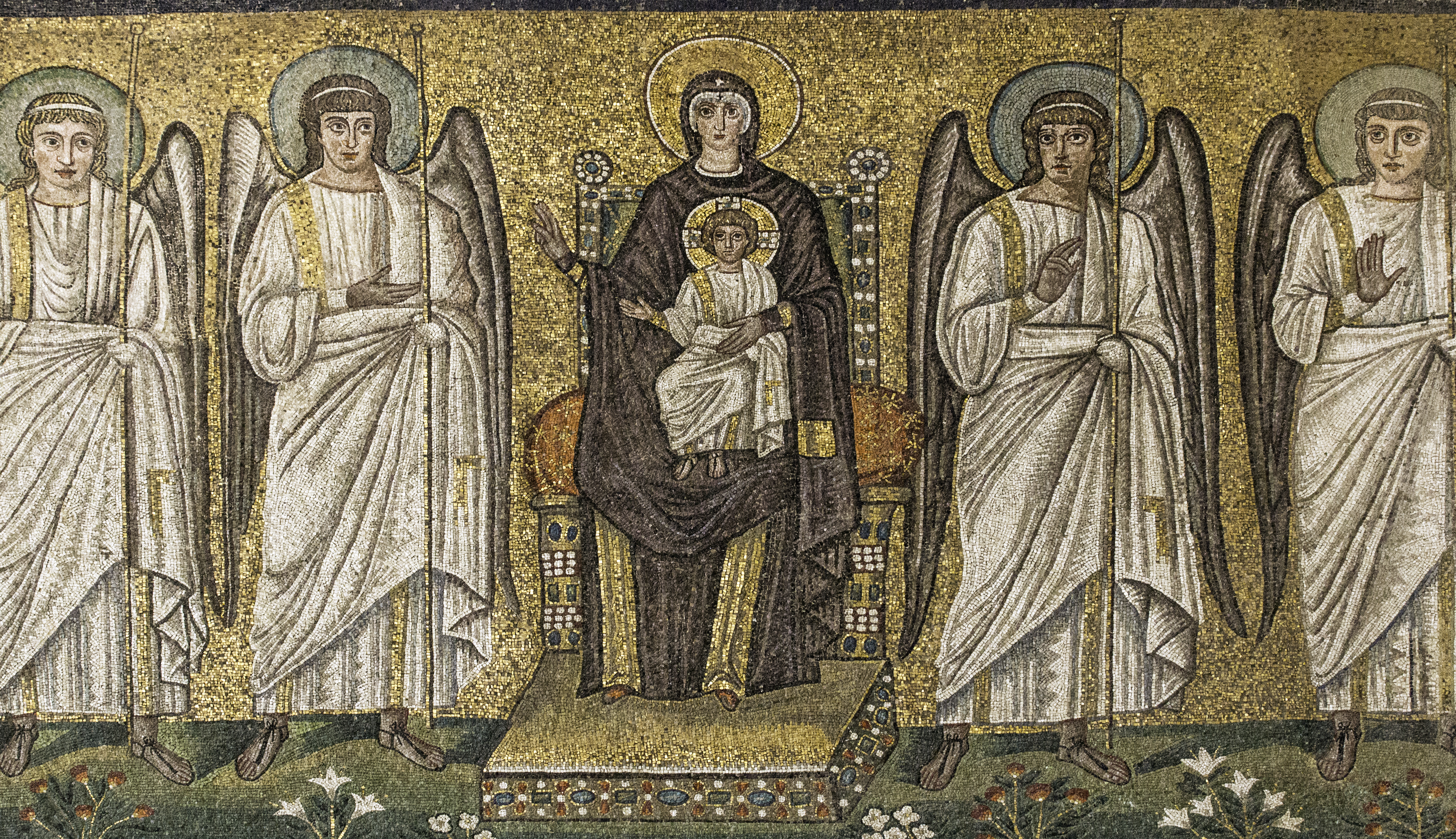 Theotokos – Mosaïque, basilique Saint Apollinaire, Ravenne.