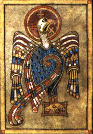 Livre de Kells – L’aigle, détail, folio 27 recto.