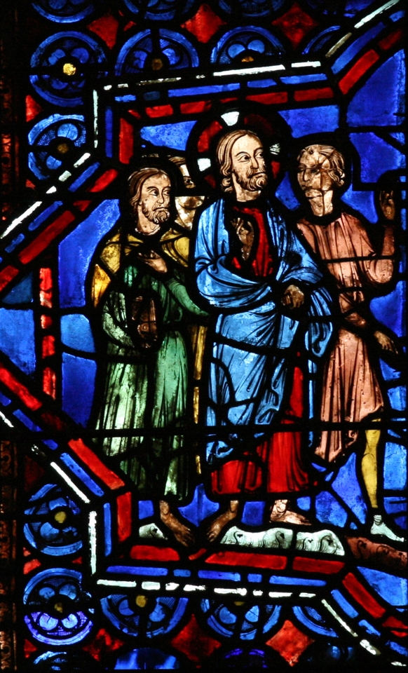 Jésus, Marie et les disciples se rendant à Cana – Cathédrale de Chartres.