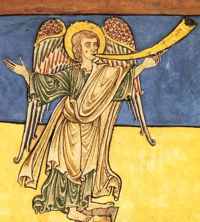 Beatus de Libéana – Trompête eschatologique, le septième ange proclame le Royaume de Dieu.