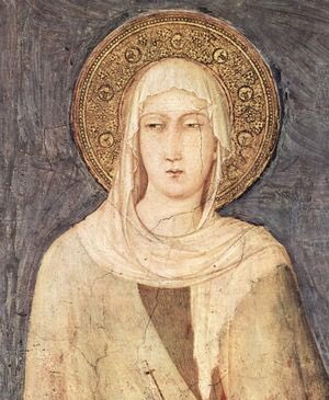 Sainte Marguerite de Hongrie -Fresque, détail, 1318, Assise, église inférieure Saint François.