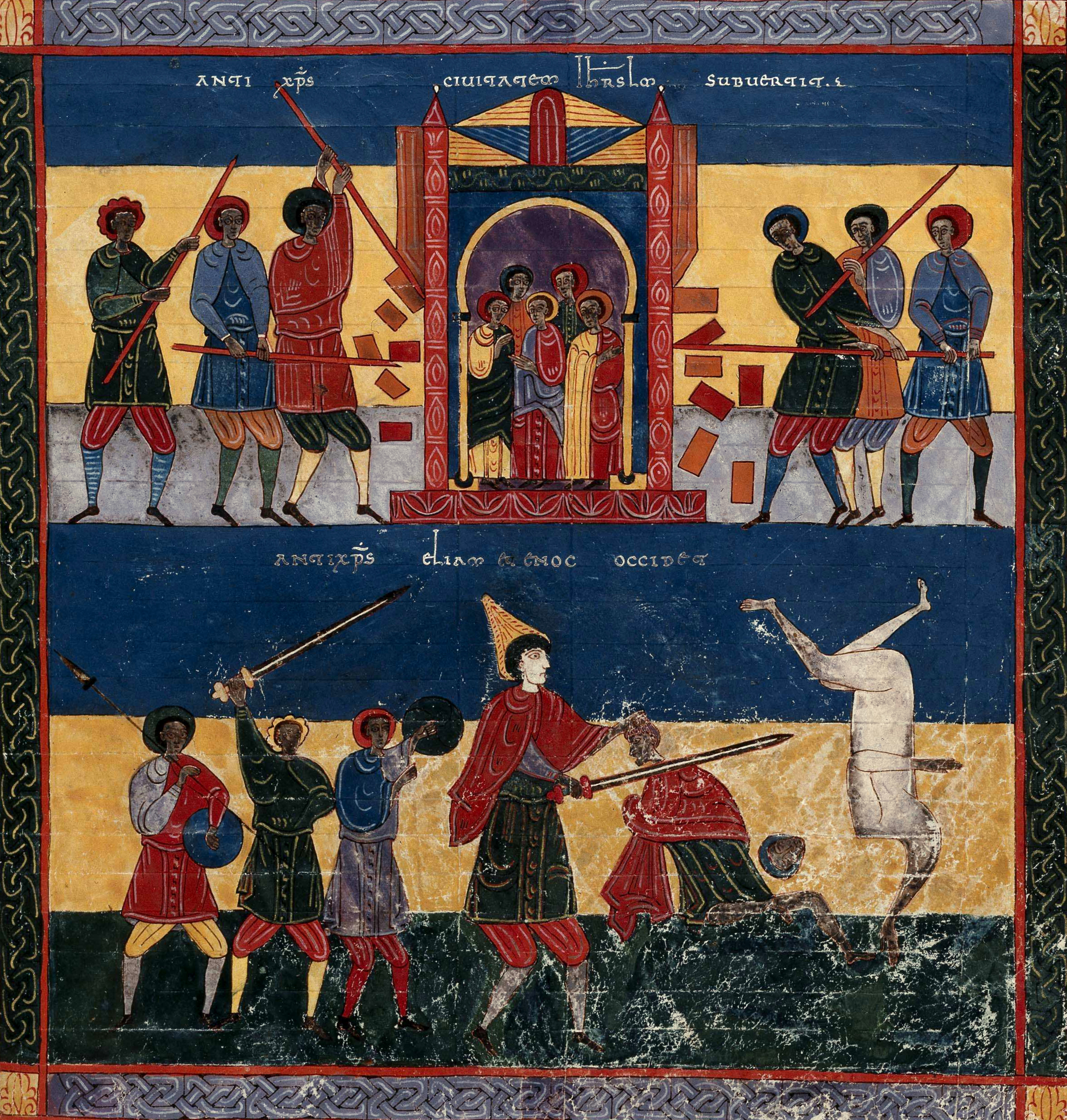 Beatus de Facundus, p. 362 – Le massacre des deux témoins (Ap 11, 7-10).