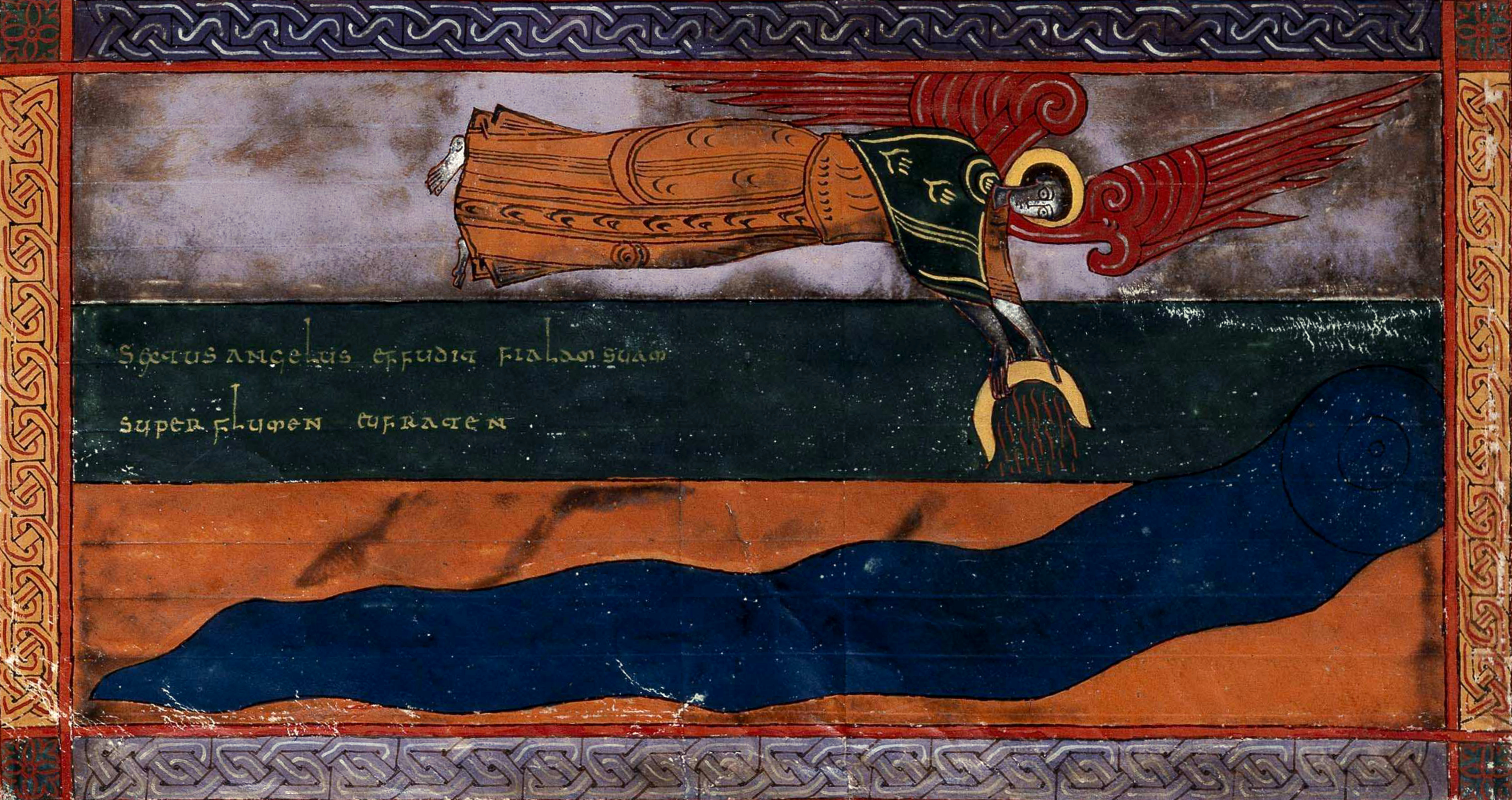 Beatus de Facundus, p. 439 – La sixième coupe répandue sur le fleuve Euphrate, provoquant l’assèchement du fleuve et permettant le passage des rois de l’Orient (Ap 16, 12).