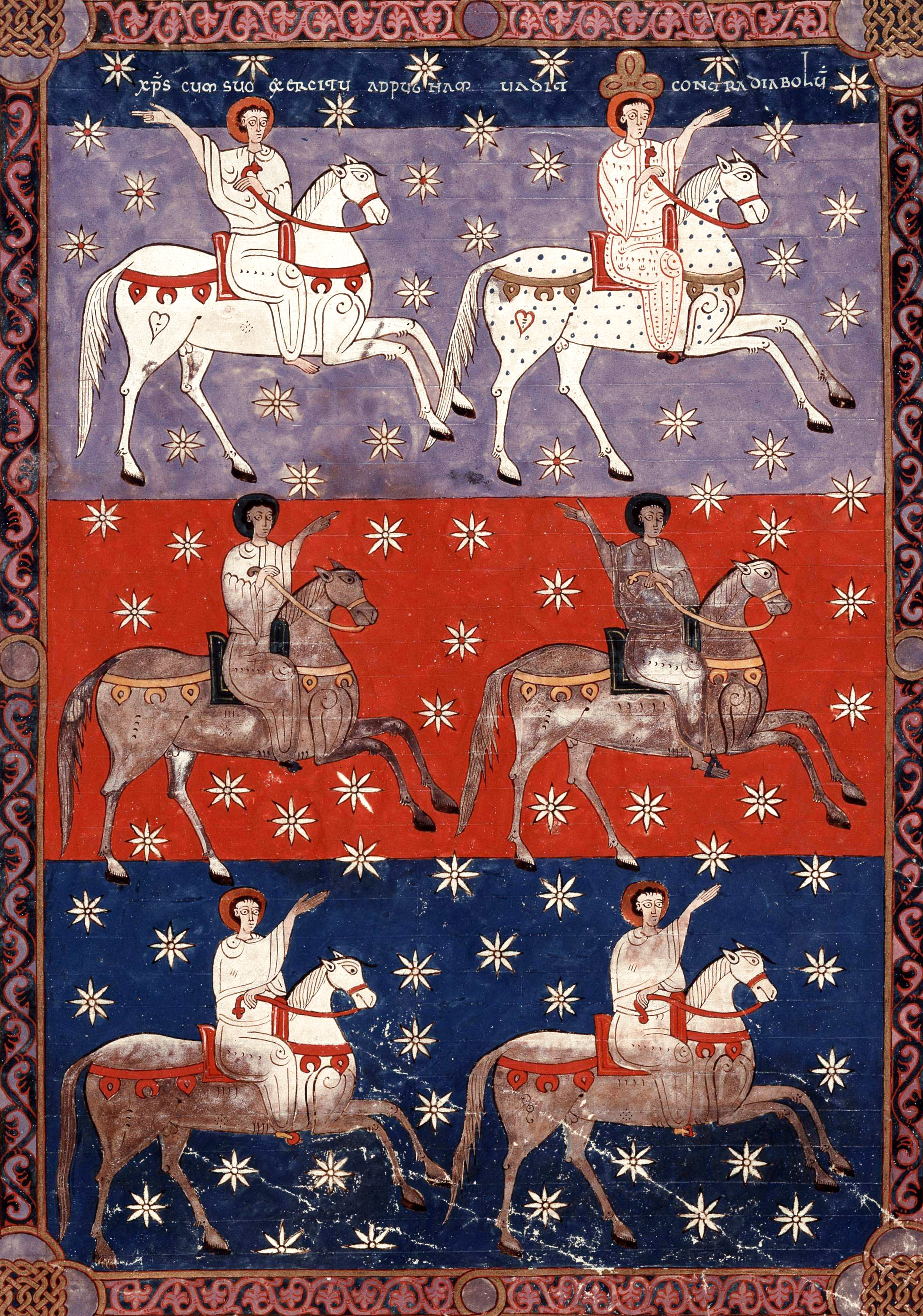 Beatus de Facundus, p. 480 – Le Fidèle et Véritable suivi par les armées du ciel (Ap 19, 11-16).