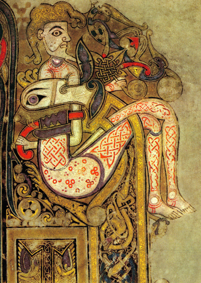 Livre de Kells – Incipit de l’évangile selon saint Marc, détail, folio 30 recto
