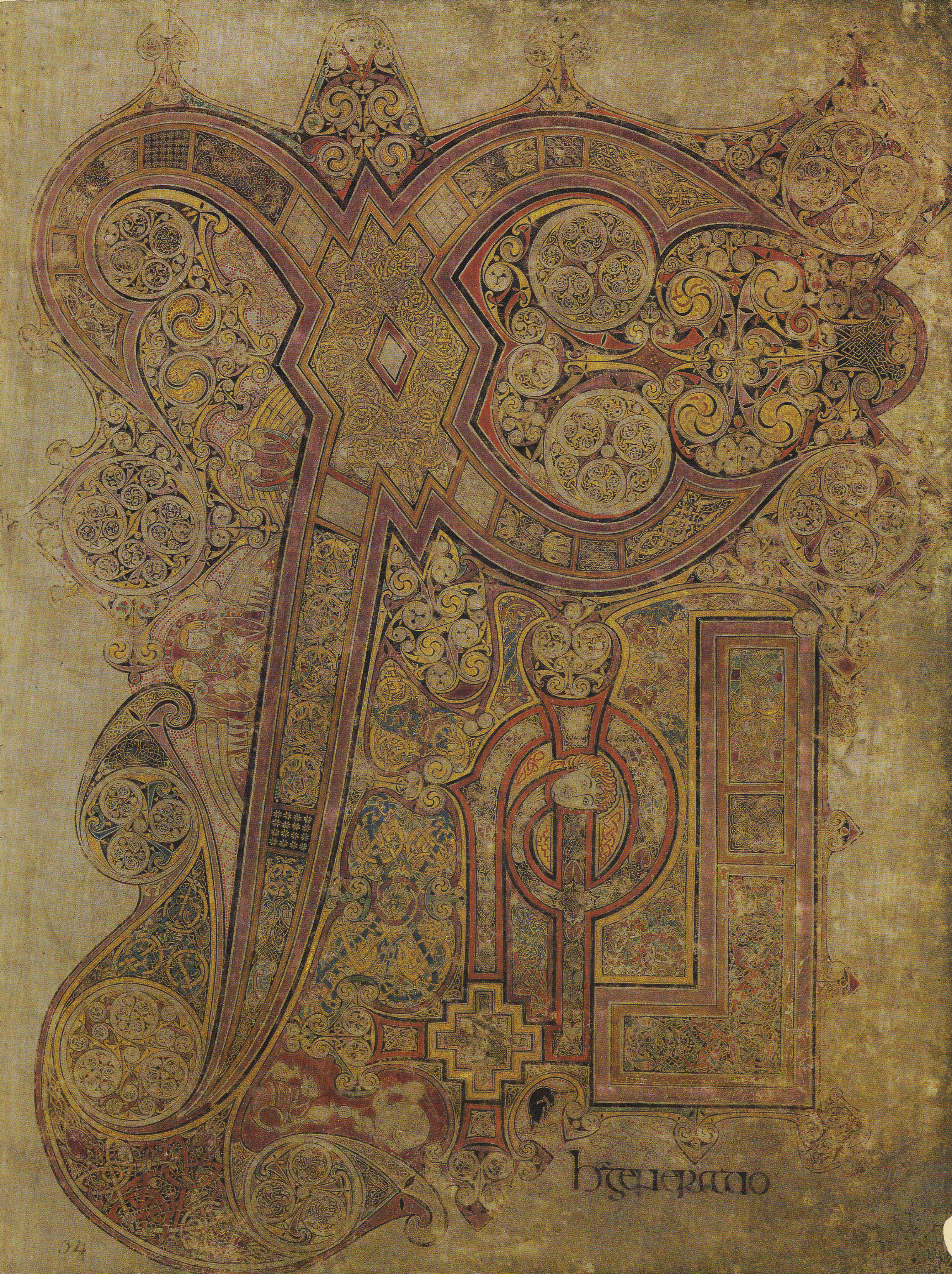 Livre de Kells – Monogramme de l’Incarnation, folio 34 recto
