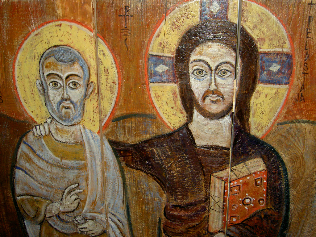 Christ & abba Menas – Reproduction d’une icône ancienne.