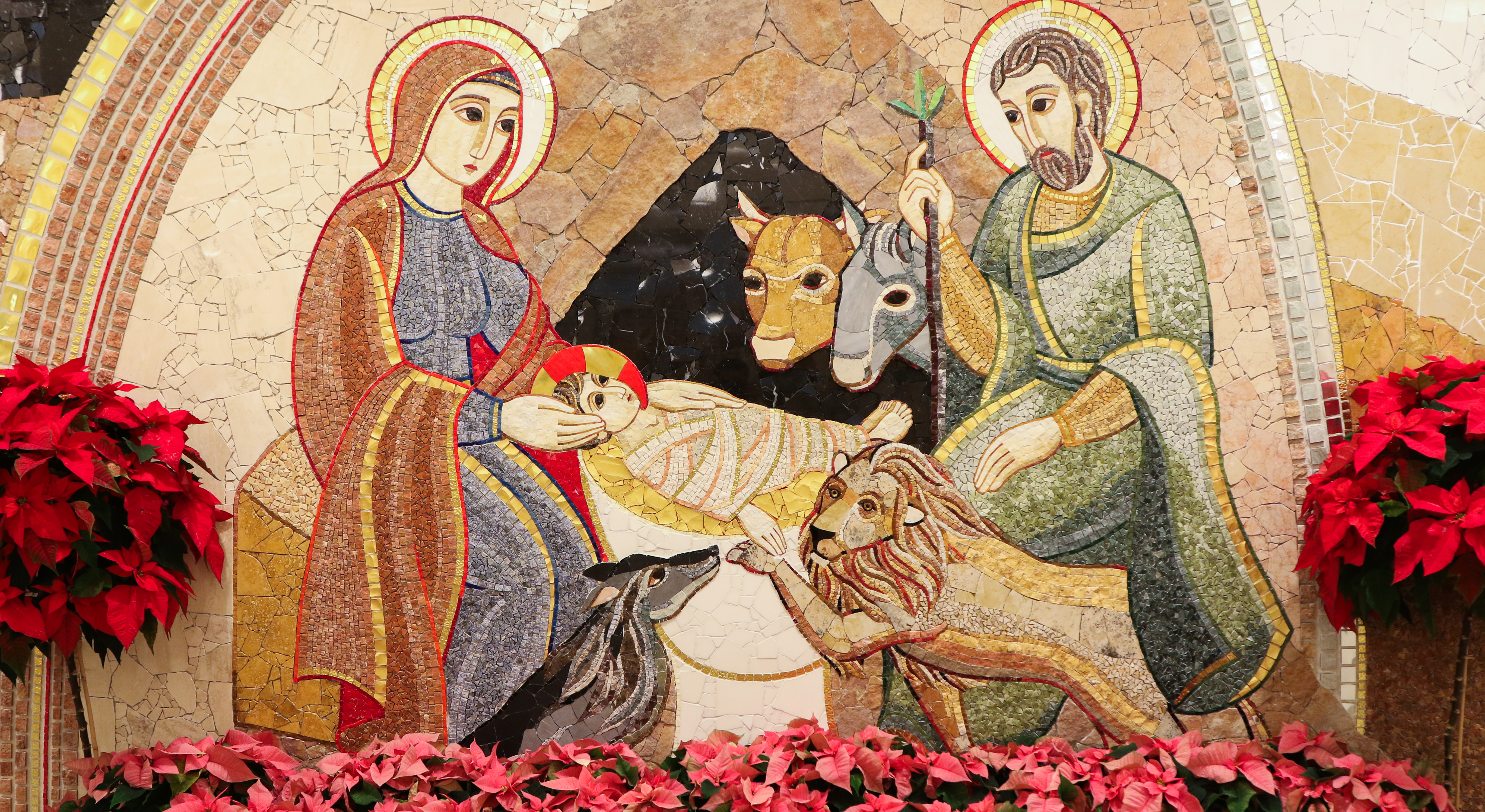 Nativité, Mosaïque de Marko Rupnik, s.j., Chapelle du Sanctuaire National de Saint Jean-Paul II, Washington DC