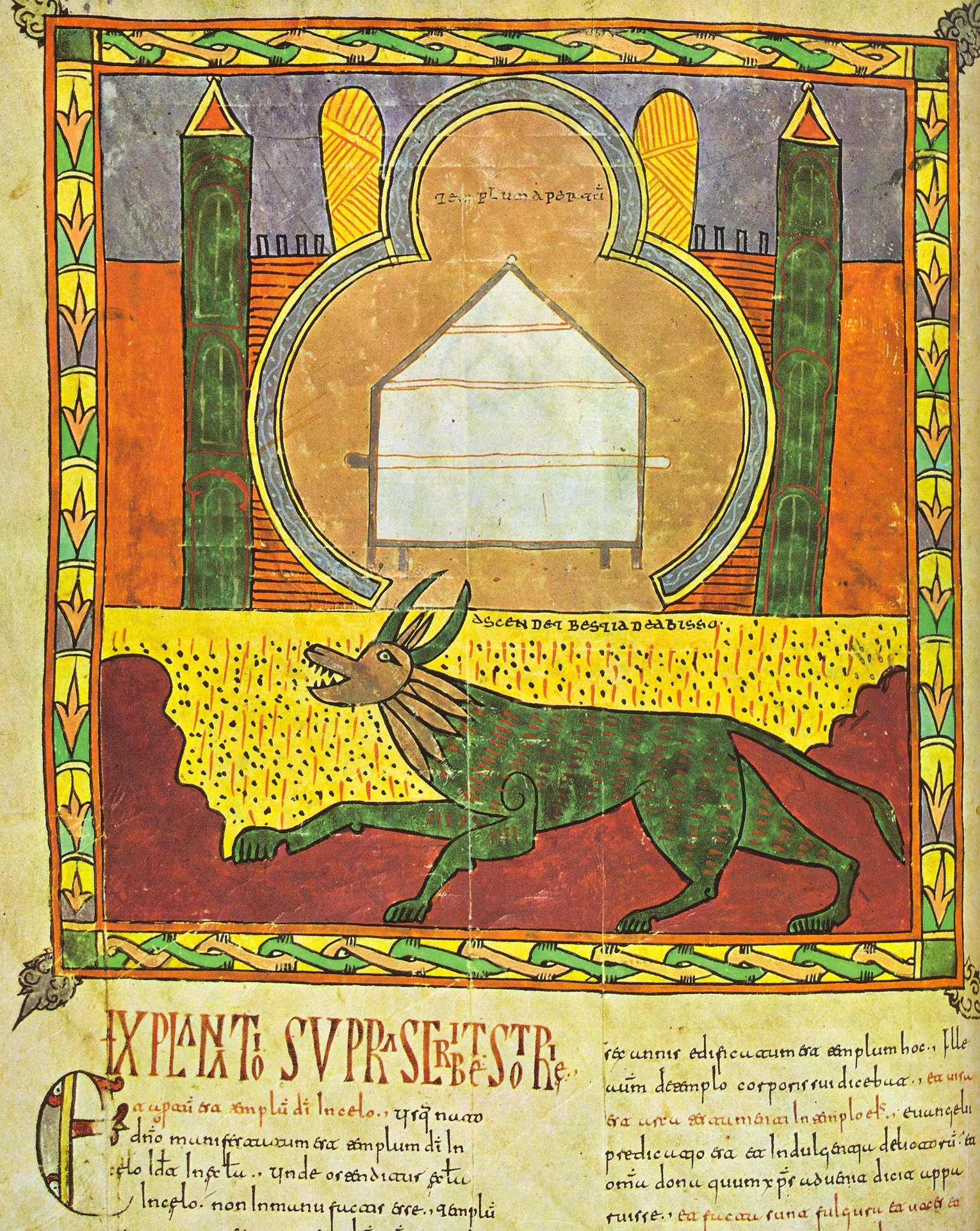 Beatus d’Urgell – La Bête qui monte de l’Abîme, folio 138v.