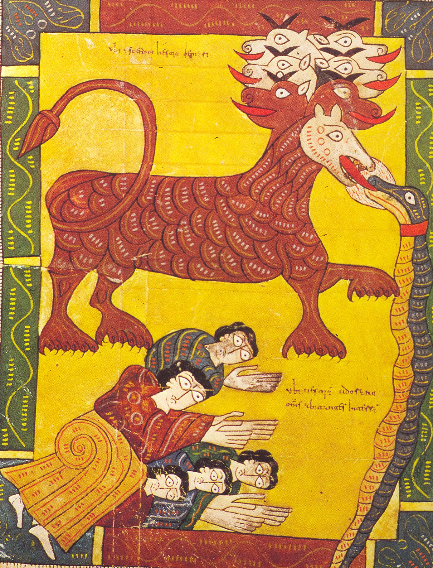 Beatus de l’Escorial – Adoration de la Bête et du Dragon, folio 108v.