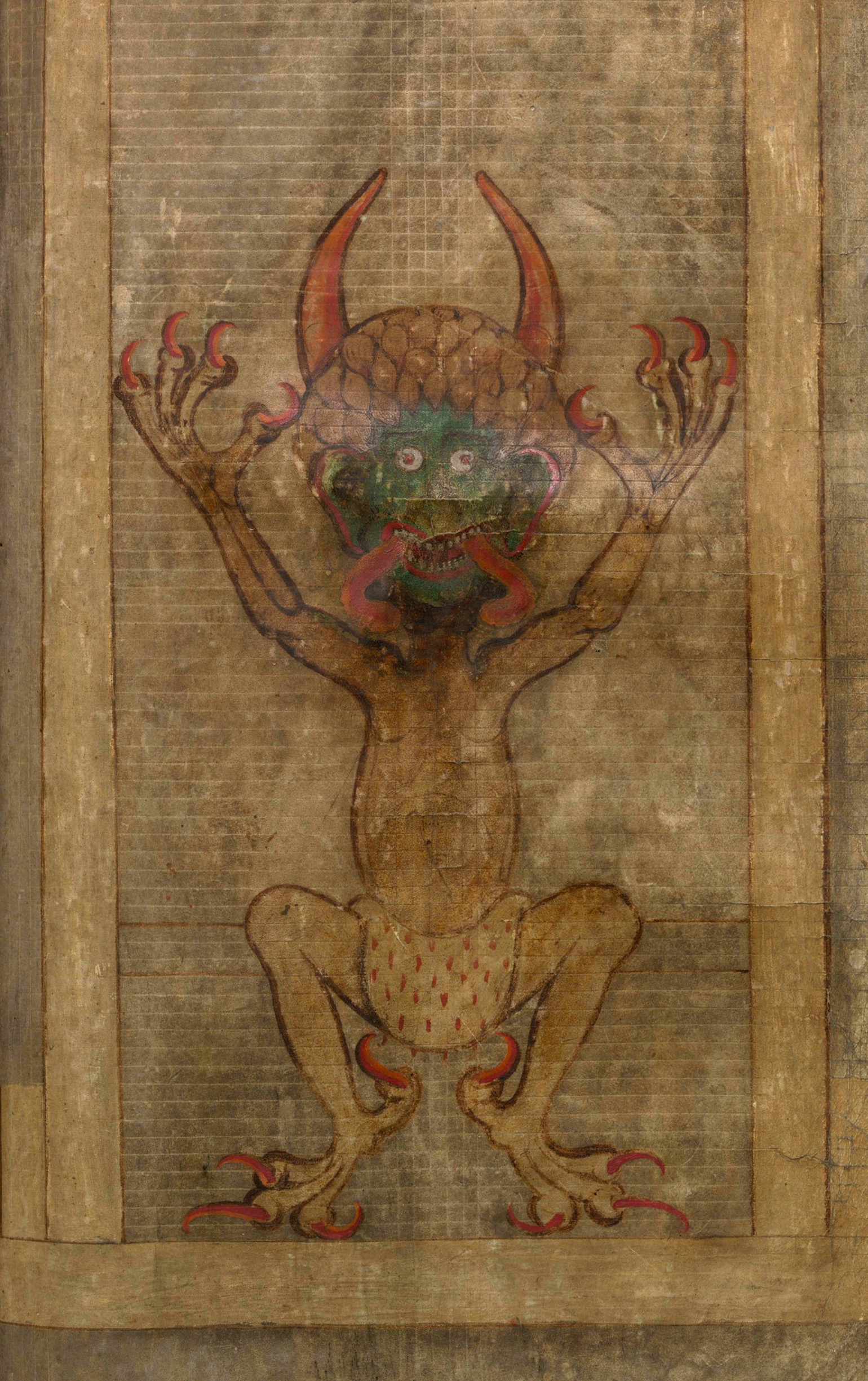 Codex Gigas, folio 290r – Le Diable, unique représentant de la cité du mal, ayant phagocyté tous les membres de son royaume.