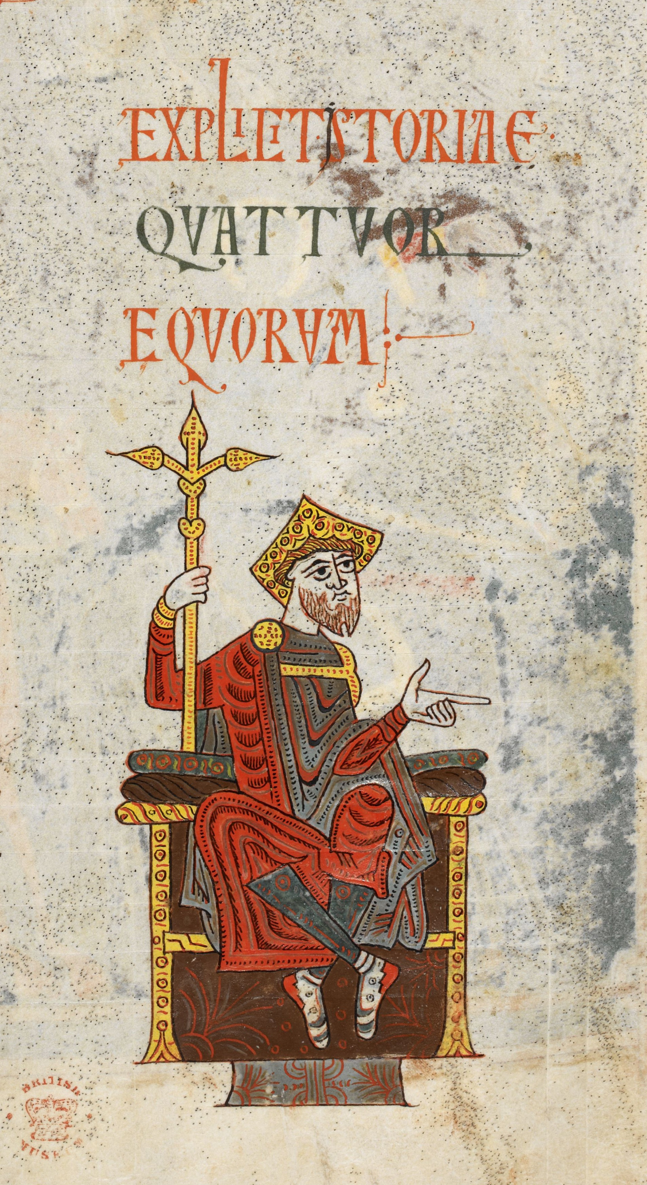 Beatus de Silos, folio 102r – Un roi sur son trône.