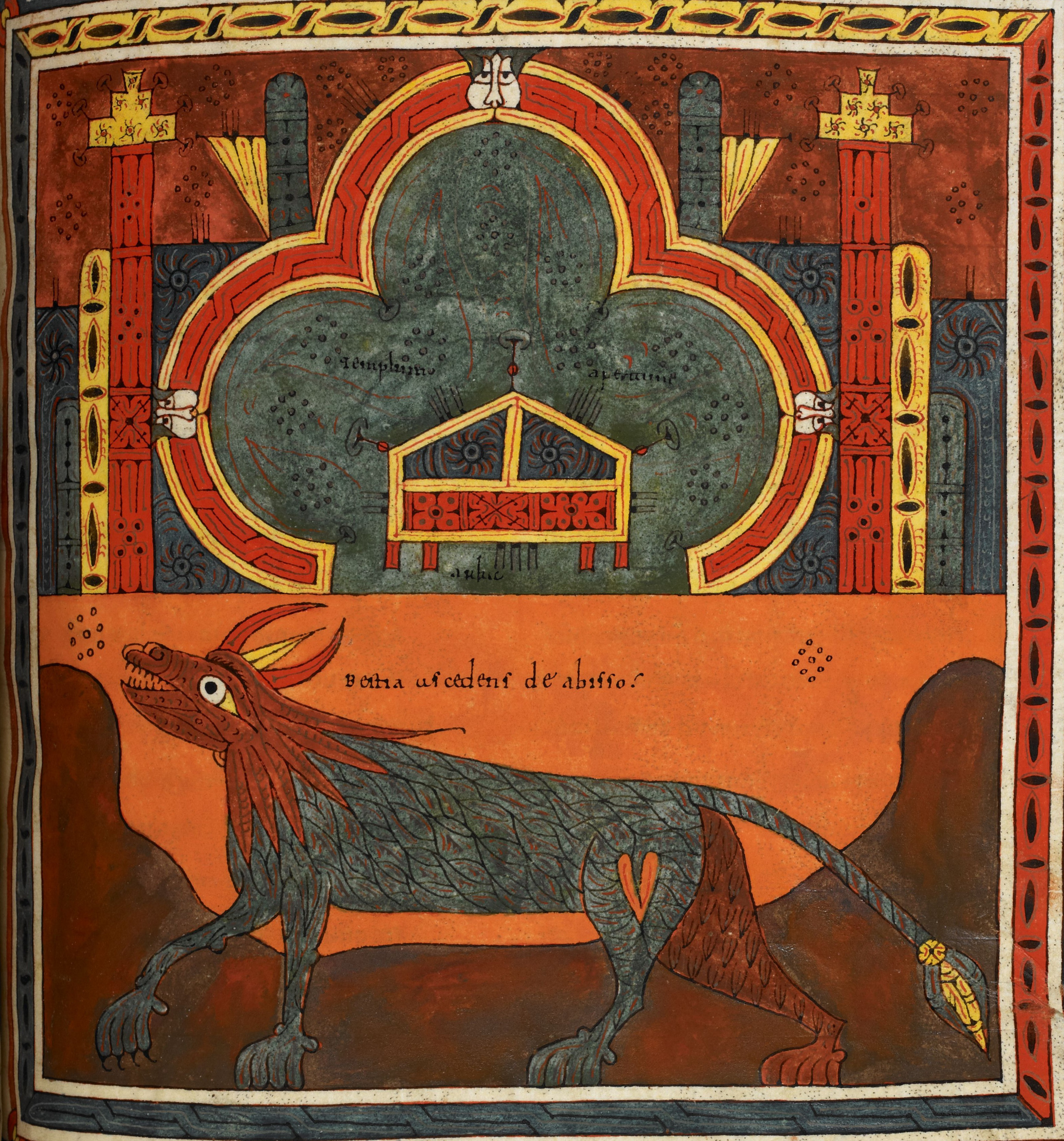 Beatus de Silos, folio 146r – Apparition de l’Arche d’Alliance dans le Temple (Ap 11, 19).
