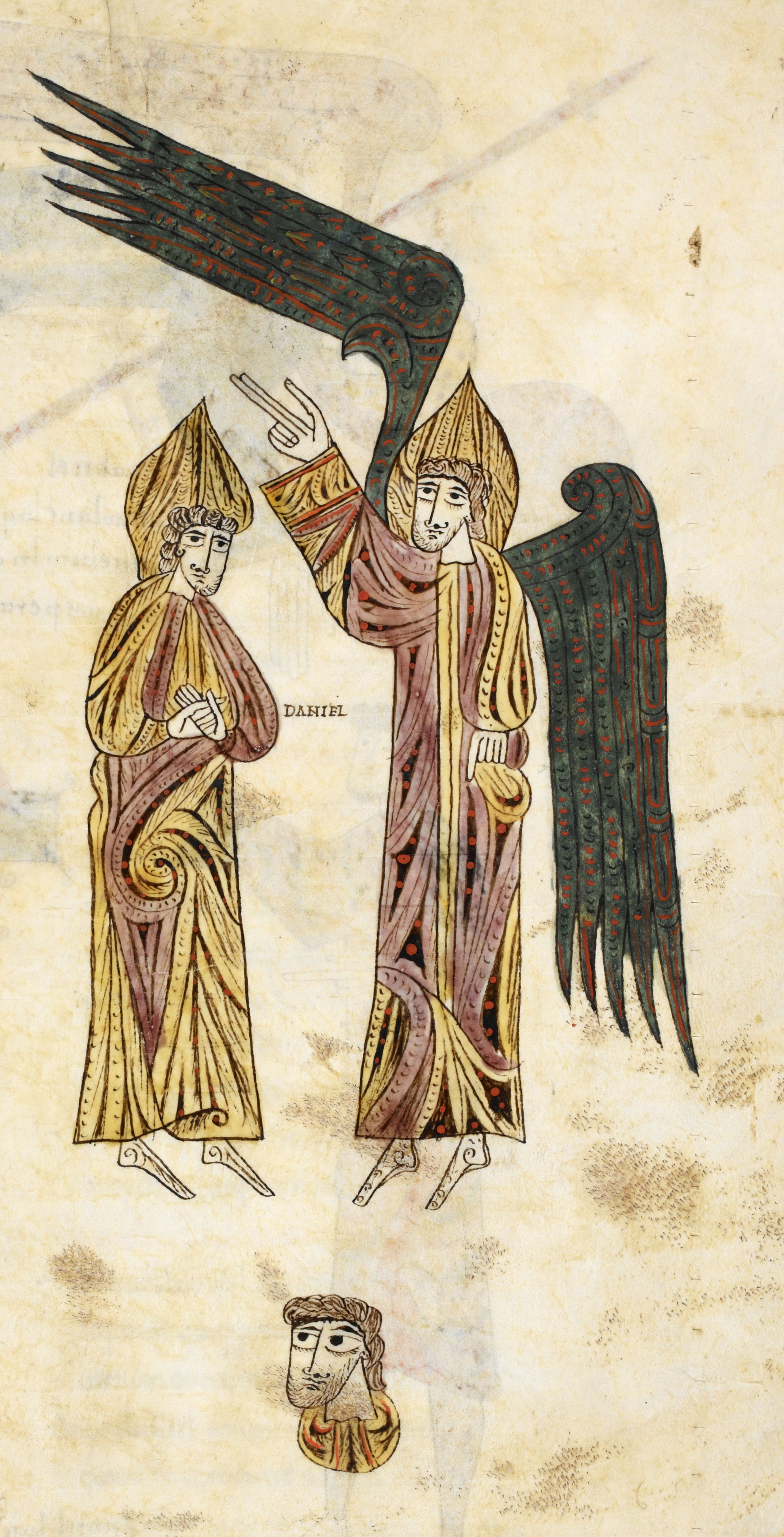 Beatus de Silos, folio 245r – Première apparition de l’ange Gabriel à Daniel (Dn 8, 15-17).