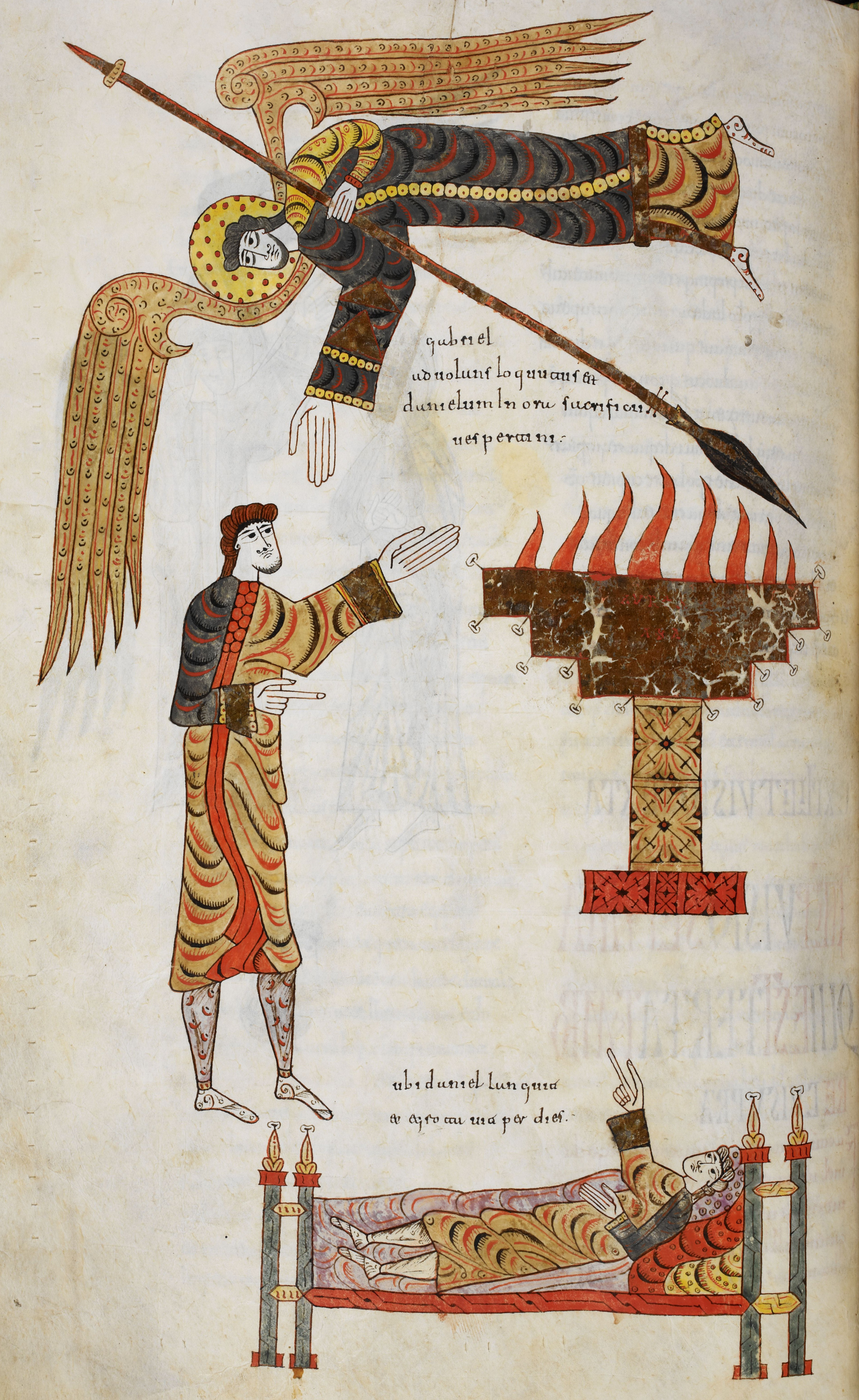 Beatus de Silos, folio 245v – Seconde apparition de l’ange Gabriel à Daniel en prière (Dn 8, 27-10, 9).