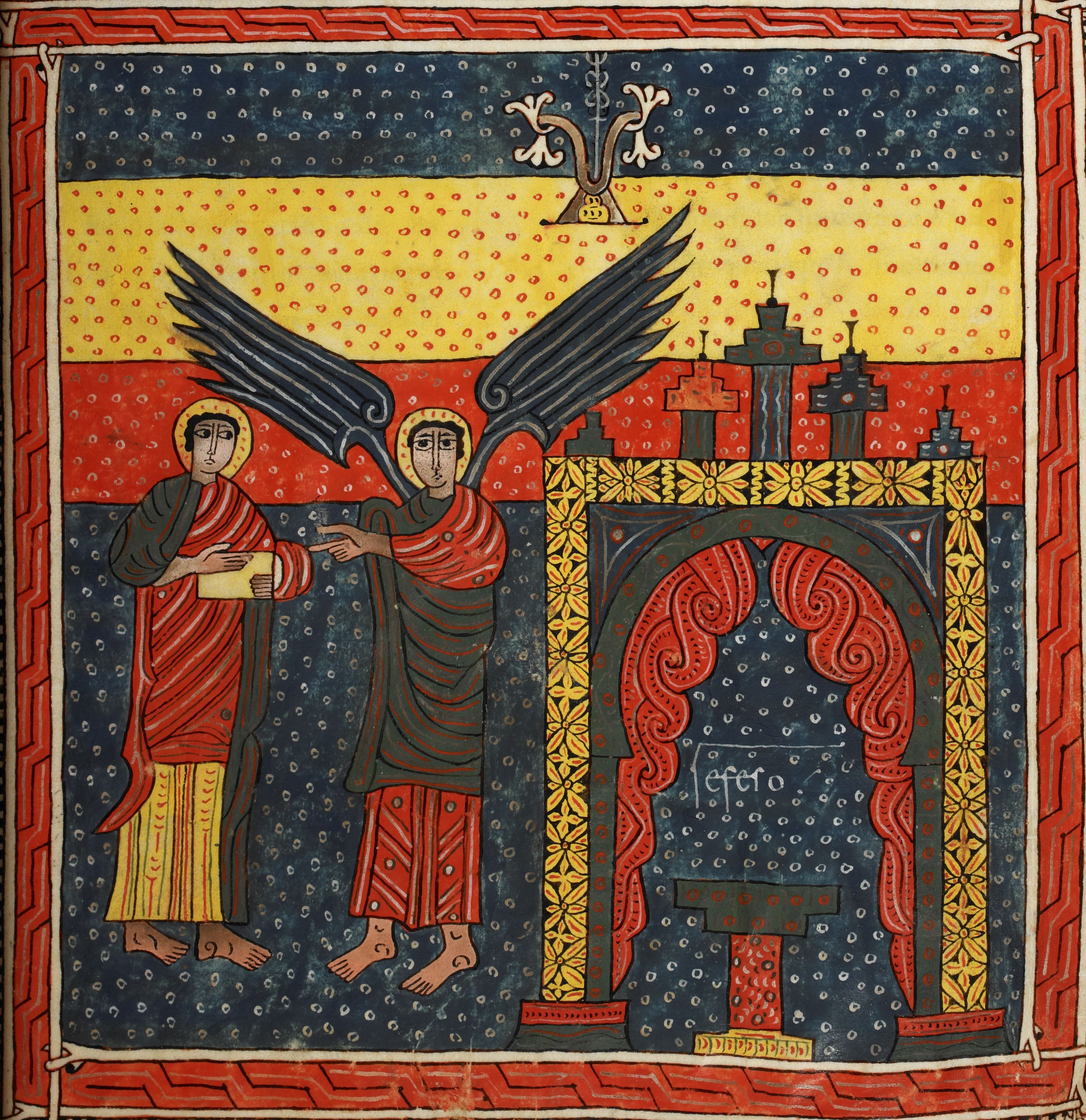 Beatus de Silos, folio 52r – Lettre à l’ange de l’église d’Éphèse (Ap 2, 1-7).