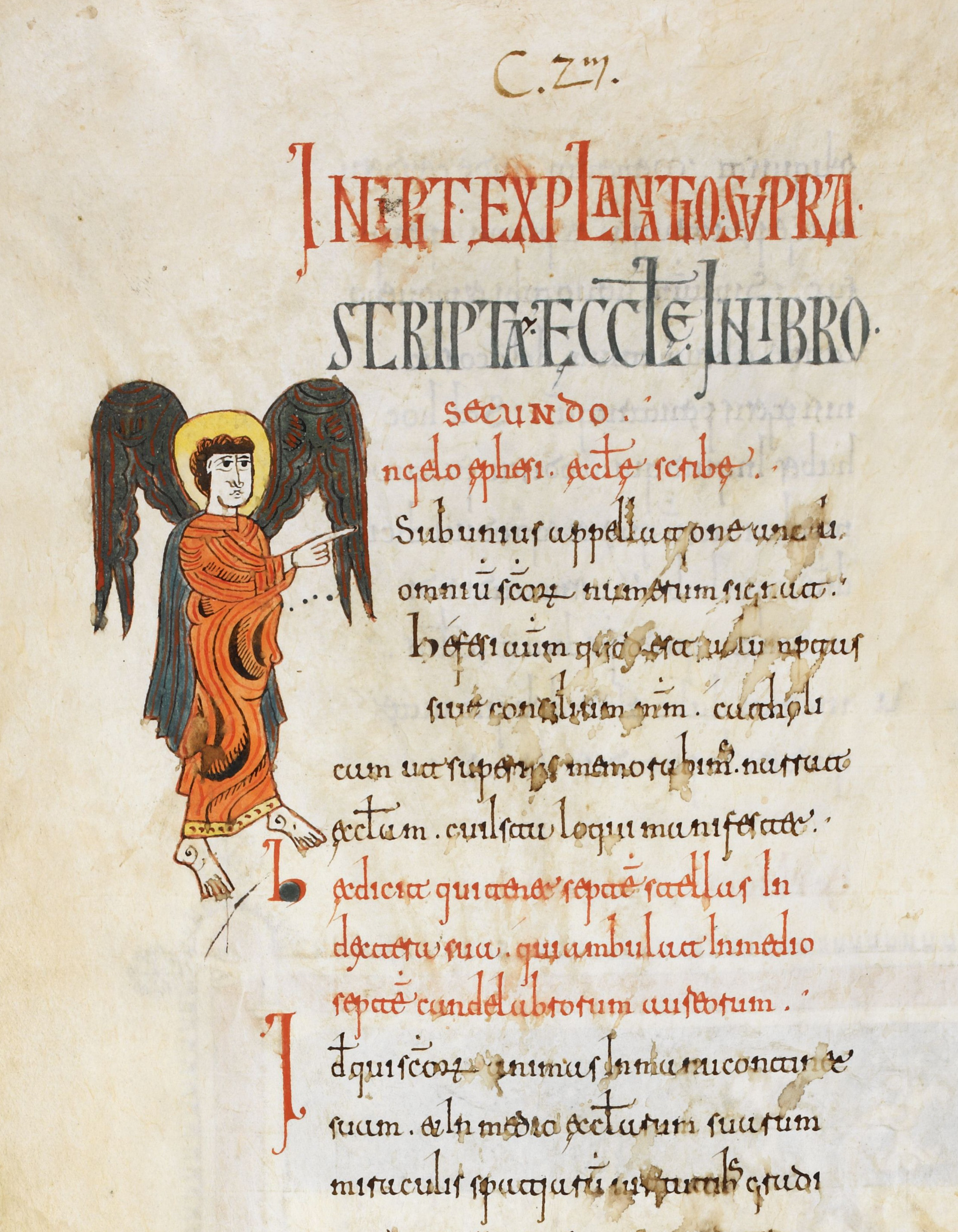 Beatus de Silos, folio 52v – Ange faisant office de lettrine « A ».
