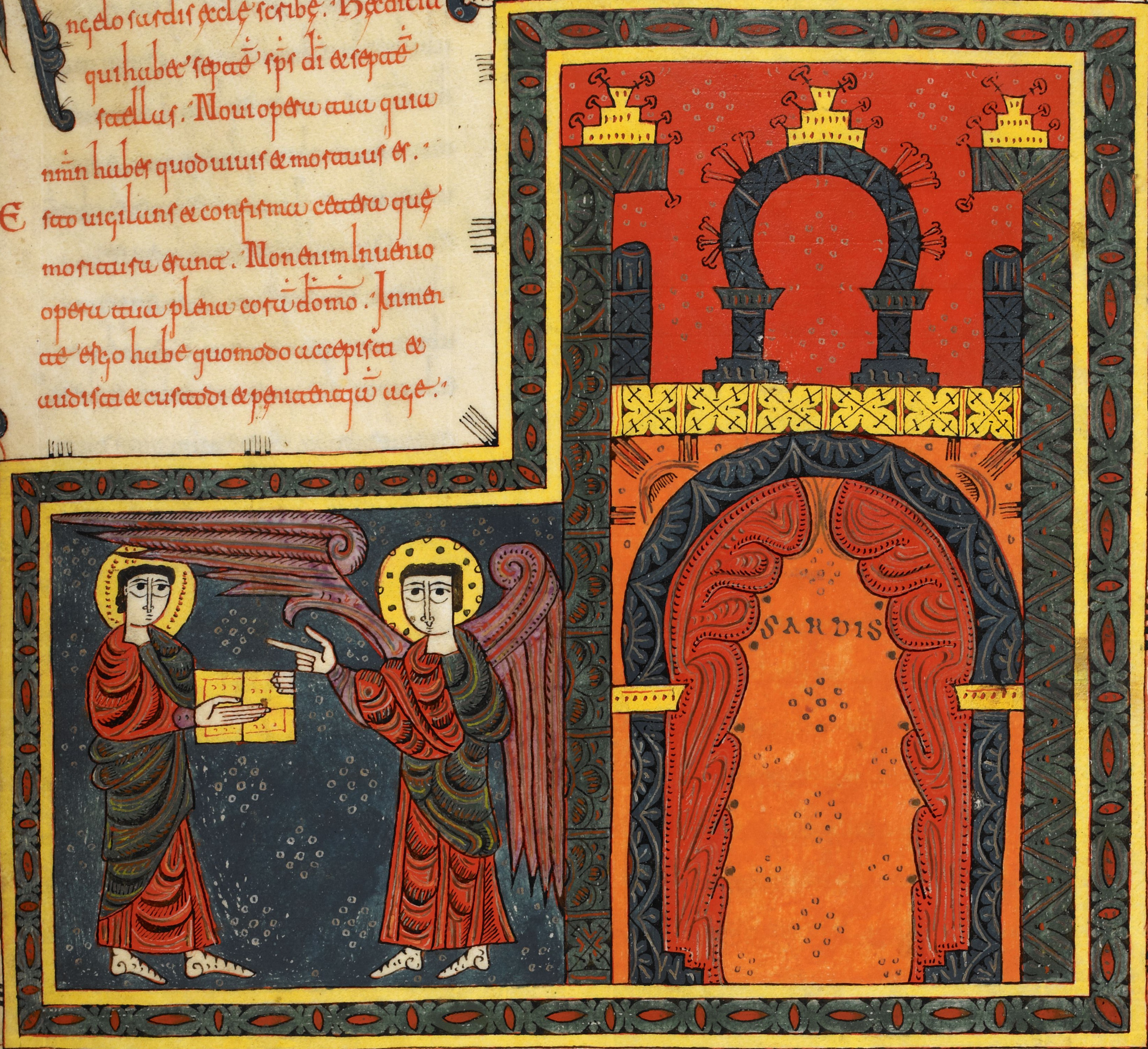 Beatus de Silos, folio 68r – Lettre à l’ange de l’église de Sardes (Ap 3, 1-6).