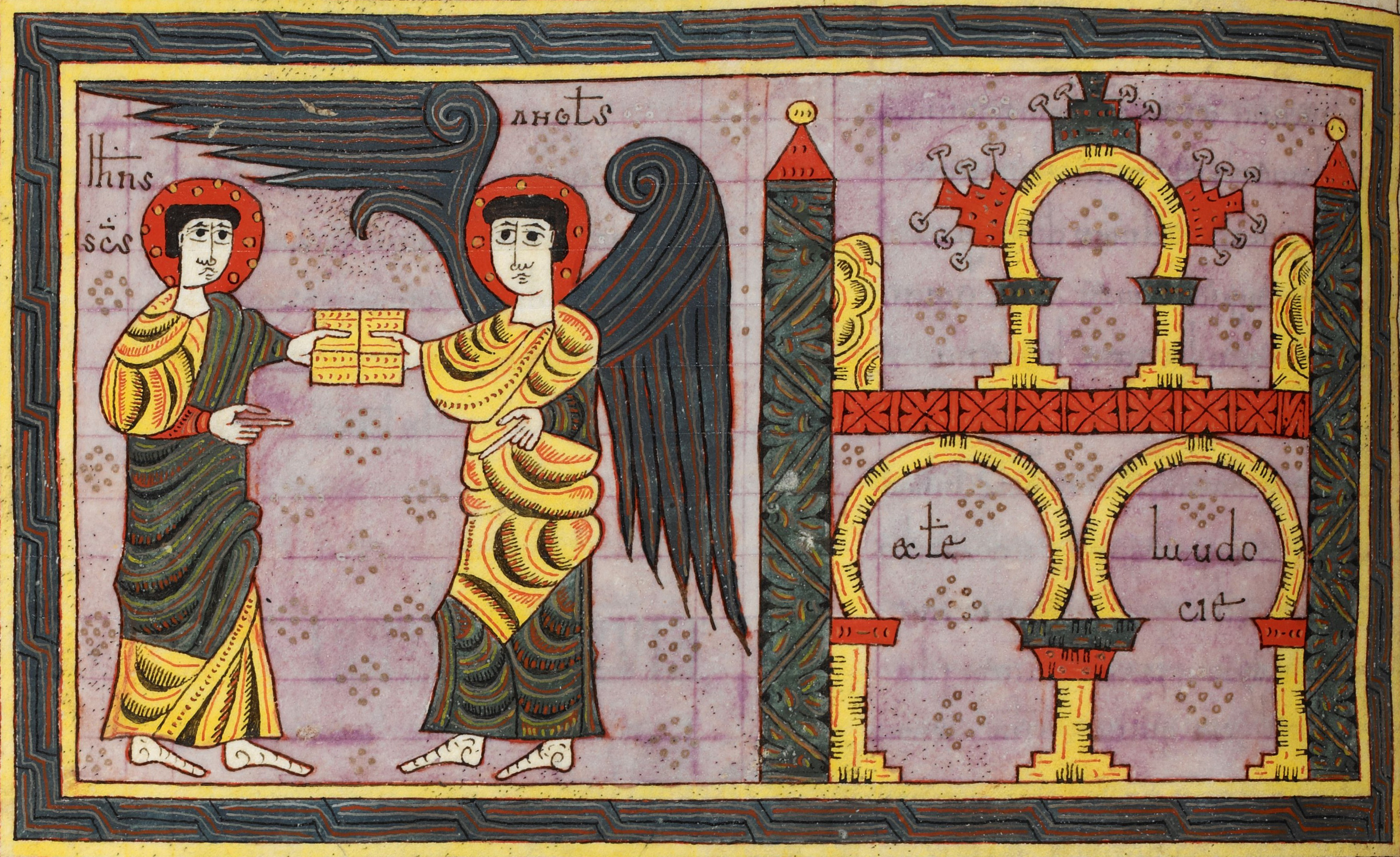 Beatus de Silos, folio 77v a – Lettre à l’ange de l’église de Laodicée (Ap 3, 14-22).