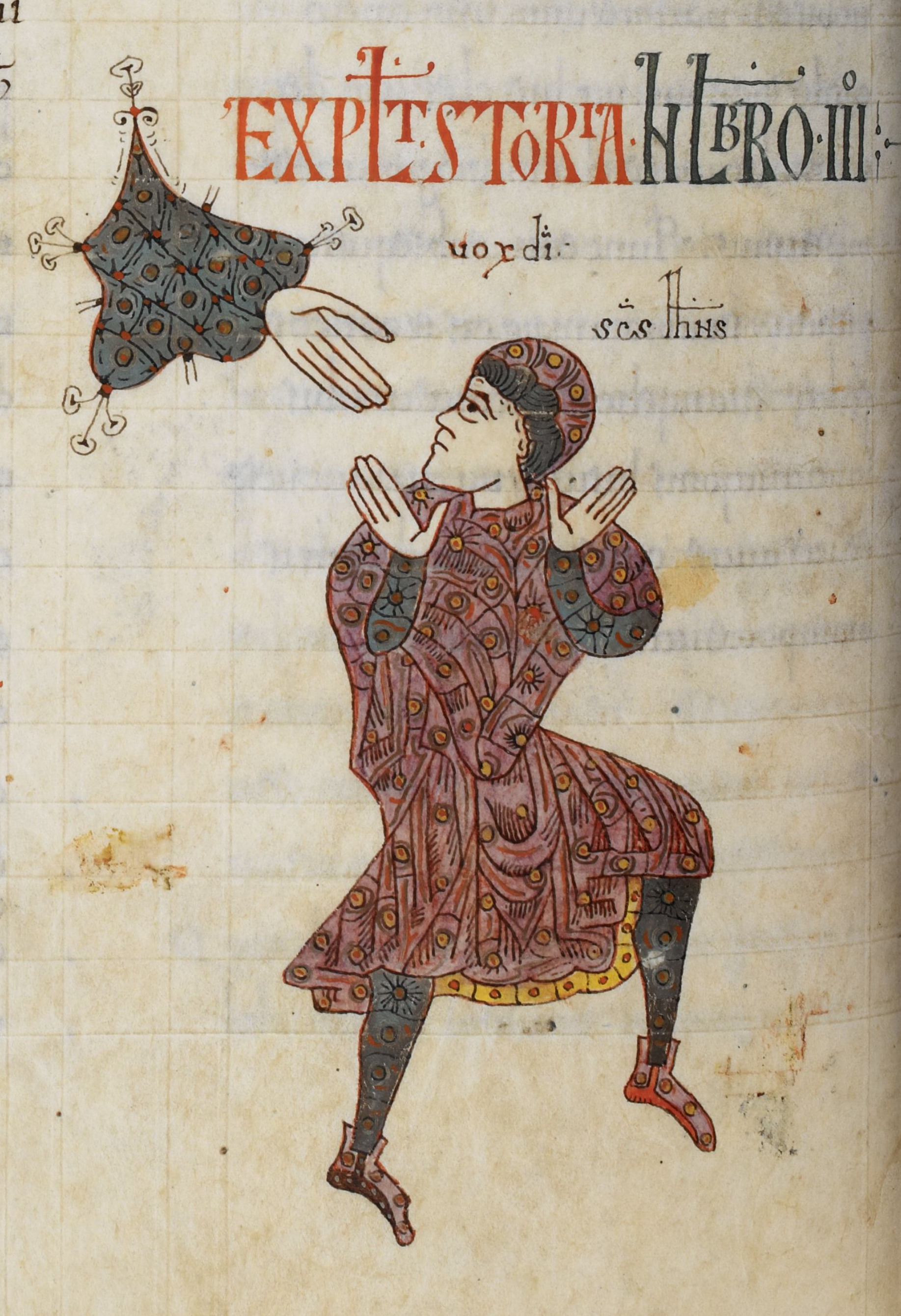 Beatus de Silos, folio 82v – Main de Dieu et saint Jean.